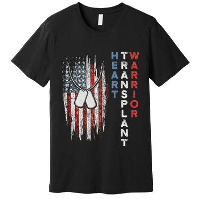 Heart Transplant Recipient Heart Flag Us Surgery Survivor Premium T-Shirt