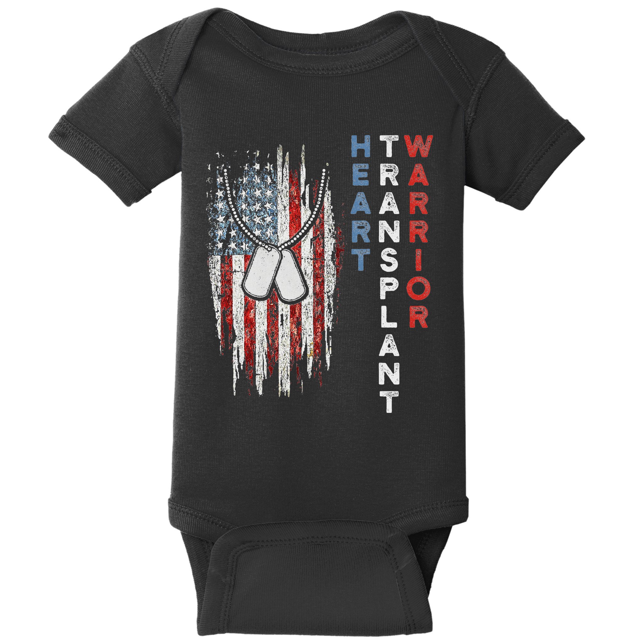 Heart Transplant Recipient Heart Flag Us Surgery Survivor Baby Bodysuit