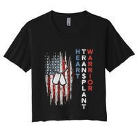 Heart Transplant Recipient Heart Flag Us Surgery Survivor Women's Crop Top Tee