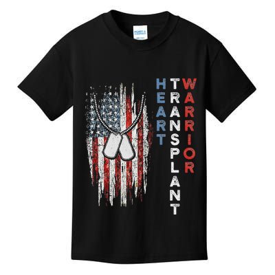 Heart Transplant Recipient Heart Flag Us Surgery Survivor Kids T-Shirt