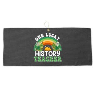 History Teacher Rainbow Saint Patricks Day One Lucky Teacher Great Gift Large Microfiber Waffle Golf Towel