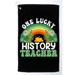 History Teacher Rainbow Saint Patricks Day One Lucky Teacher Great Gift Platinum Collection Golf Towel