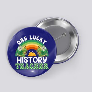 History Teacher Rainbow Saint Patricks Day One Lucky Teacher Great Gift Button