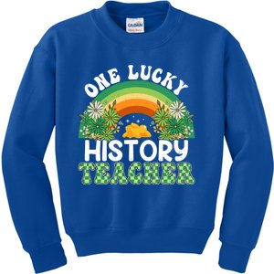 History Teacher Rainbow Saint Patricks Day One Lucky Teacher Great Gift Kids Sweatshirt