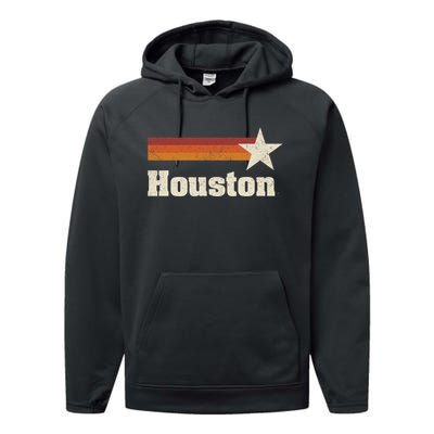 Houston Texas Retro Houston Souvenir Tx Apparel Performance Fleece Hoodie