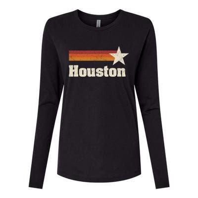 Houston Texas Retro Houston Souvenir Tx Apparel Womens Cotton Relaxed Long Sleeve T-Shirt