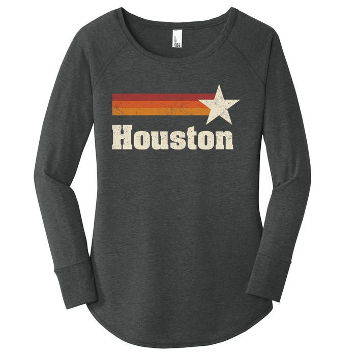 Houston Texas Retro Houston Souvenir Tx Apparel Women's Perfect Tri Tunic Long Sleeve Shirt