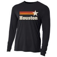 Houston Texas Retro Houston Souvenir Tx Apparel Cooling Performance Long Sleeve Crew