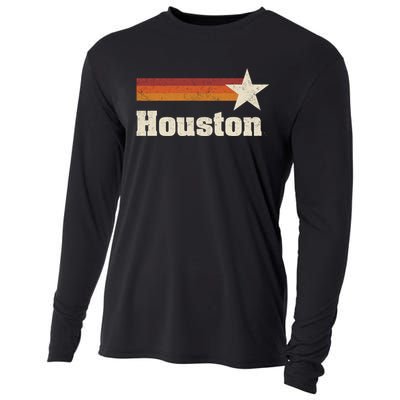 Houston Texas Retro Houston Souvenir Tx Apparel Cooling Performance Long Sleeve Crew