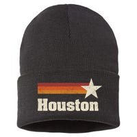 Houston Texas Retro Houston Souvenir Tx Apparel Sustainable Knit Beanie