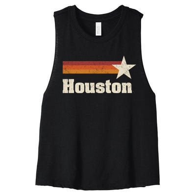 Houston Texas Retro Houston Souvenir Tx Apparel Women's Racerback Cropped Tank