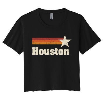 Houston Texas Retro Houston Souvenir Tx Apparel Women's Crop Top Tee