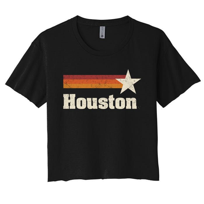 Houston Texas Retro Houston Souvenir Tx Apparel Women's Crop Top Tee