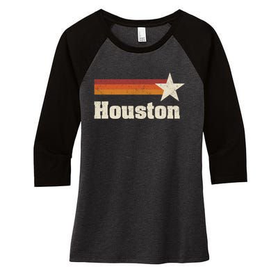 Houston Texas Retro Houston Souvenir Tx Apparel Women's Tri-Blend 3/4-Sleeve Raglan Shirt