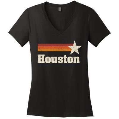 Houston Texas Retro Houston Souvenir Tx Apparel Women's V-Neck T-Shirt