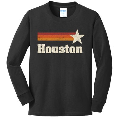 Houston Texas Retro Houston Souvenir Tx Apparel Kids Long Sleeve Shirt