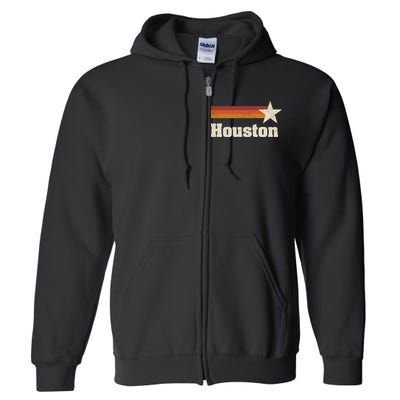 Houston Texas Retro Houston Souvenir Tx Apparel Full Zip Hoodie