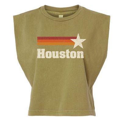 Houston Texas Retro Houston Souvenir Tx Apparel Garment-Dyed Women's Muscle Tee