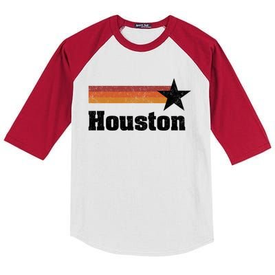 Houston Texas Retro Houston Souvenir Tx Apparel Kids Colorblock Raglan Jersey