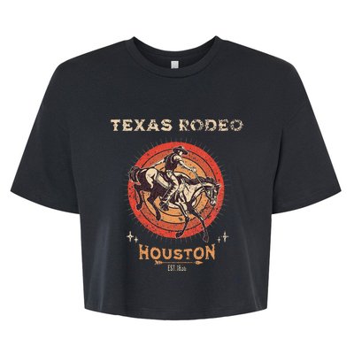 Houston Texas Rodeo Vintage Western Retro Cowboy Bella+Canvas Jersey Crop Tee