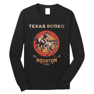 Houston Texas Rodeo Vintage Western Retro Cowboy Long Sleeve Shirt
