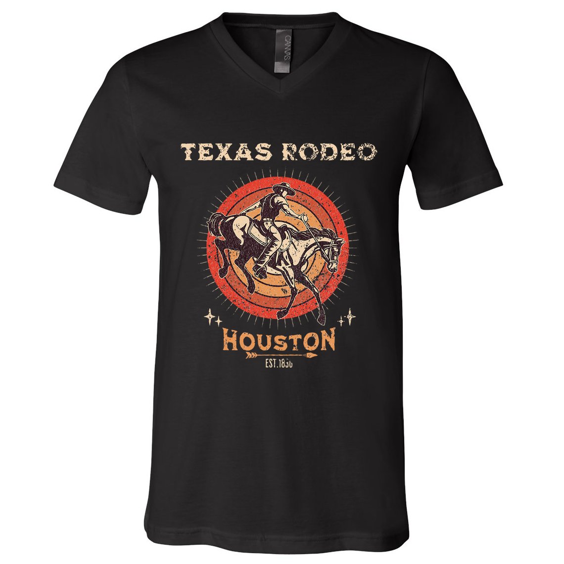 Houston Texas Rodeo Vintage Western Retro Cowboy V-Neck T-Shirt