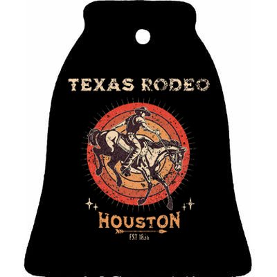 Houston Texas Rodeo Vintage Western Retro Cowboy Ceramic Bell Ornament