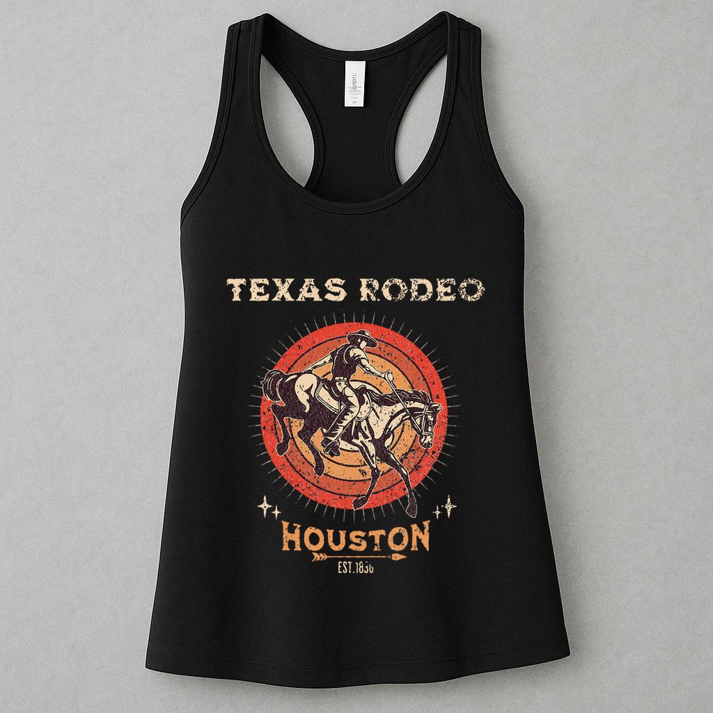 Houston Texas Rodeo Vintage Western Retro Cowboy Womens Tank Top