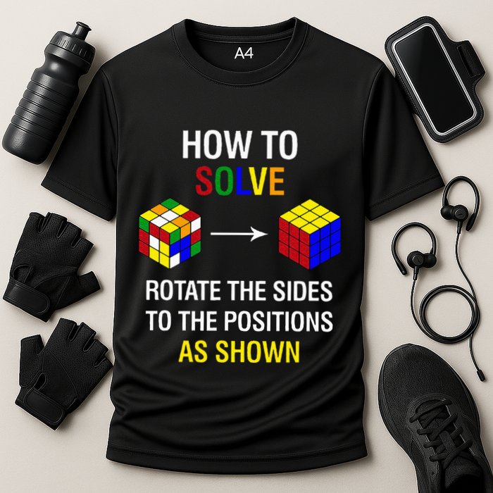 How To Solve Competitive Puzzle Funny Speed Cubing Math Cooling Performance Crew T-Shirt