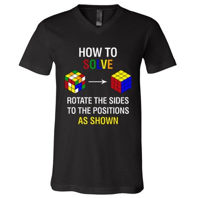 How To Solve Competitive Puzzle Funny Speed Cubing Math V-Neck T-Shirt