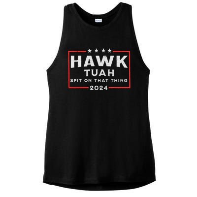 Hawk Tuah Spit On That Thing Ladies PosiCharge Tri-Blend Wicking Tank