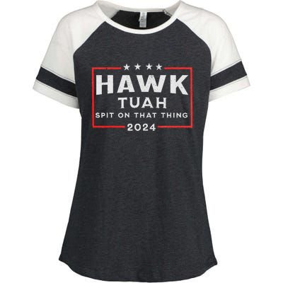 Hawk Tuah Spit On That Thing Enza Ladies Jersey Colorblock Tee