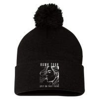 Hawk Tuah Spit On That Thing Funny Viral Interview Girl Pom Pom 12in Knit Beanie