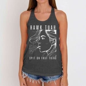 Hawk Tuah Spit On That Thing Funny Viral Interview Girl Women's Knotted Racerback Tank