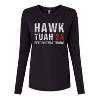 Hawk Tuah Spit On That ThangHawk Tush Funny Hawk Tuah 2024 Womens Cotton Relaxed Long Sleeve T-Shirt