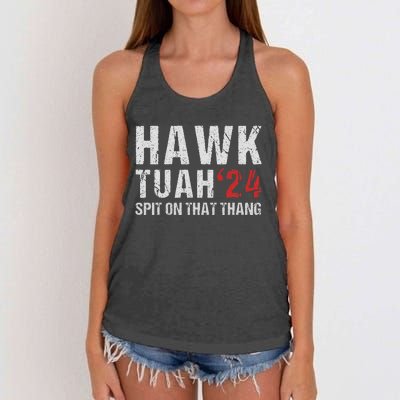 Hawk Tuah Spit On That ThangHawk Tush Funny Hawk Tuah 2024 Women's Knotted Racerback Tank