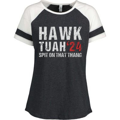 Hawk Tuah Spit On That ThangHawk Tush Funny Hawk Tuah 2024 Enza Ladies Jersey Colorblock Tee