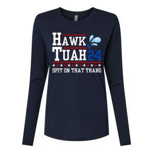 Hawk Tuah 💦 (Spit On That Thang) Womens Cotton Relaxed Long Sleeve T-Shirt