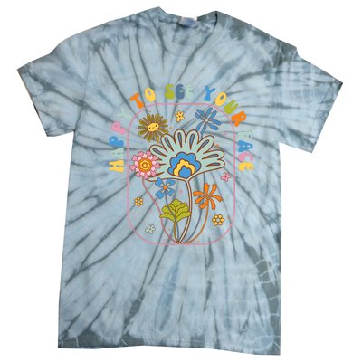 Happy To See Your Face Groovy Flowers Back To School Teacher Tie-Dye T-Shirt