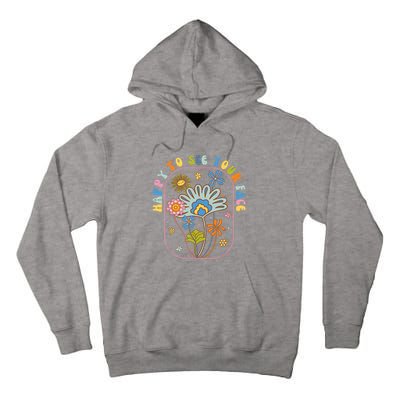 Happy To See Your Face Groovy Flowers Back To School Teacher Tall Hoodie