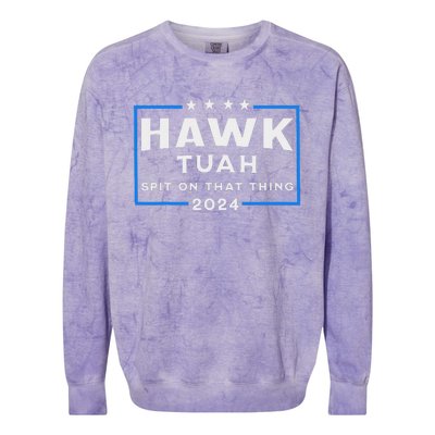 Hawk Tuah Spit On That Thing 2024 Colorblast Crewneck Sweatshirt