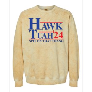 Hawk Tuah Spit On That Thang 2024 Colorblast Crewneck Sweatshirt