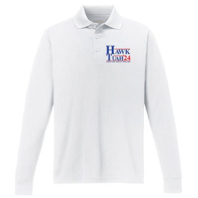 Hawk Tuah Spit On That Thang 2024 Performance Long Sleeve Polo