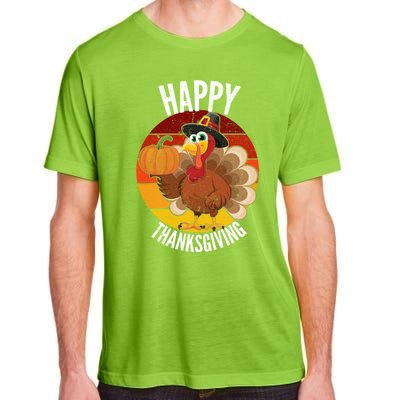 Happy Thanksgiving Sweatshirt Cute Turkey Adult ChromaSoft Performance T-Shirt