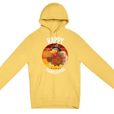 Happy Thanksgiving Sweatshirt Cute Turkey Premium Pullover Hoodie