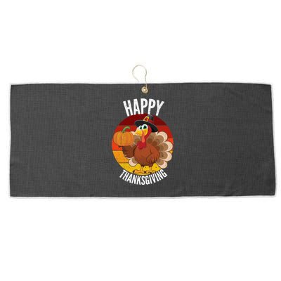 Happy Thanksgiving Sweatshirt Cute Turkey Large Microfiber Waffle Golf Towel