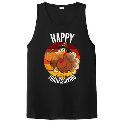 Happy Thanksgiving Sweatshirt Cute Turkey PosiCharge Competitor Tank