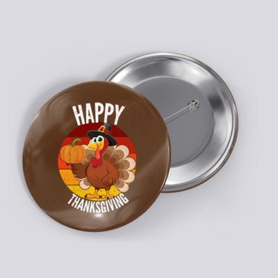 Happy Thanksgiving Sweatshirt Cute Turkey Button