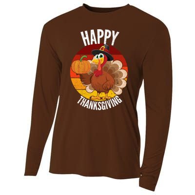 Happy Thanksgiving Sweatshirt Cute Turkey Cooling Performance Long Sleeve Crew