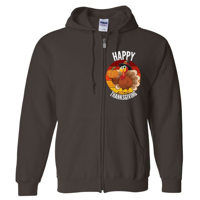 Happy Thanksgiving Sweatshirt Cute Turkey Full Zip Hoodie